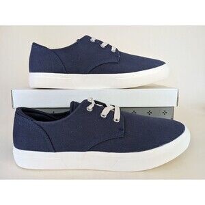 Sun + Stone Shoes Mens 10.5 Kiva Casual Sneakers Navy Blue Lace Up Low Top NEW